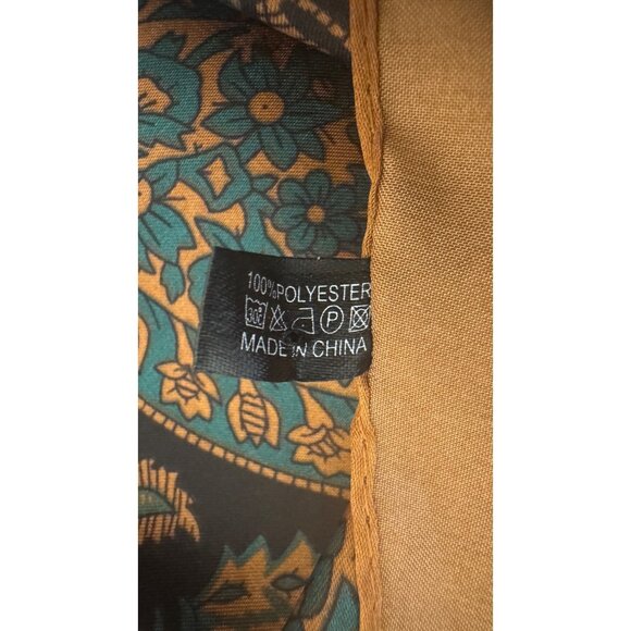 2/$30 NEW Coffee Mocha Green Print Abstract Paisley Printed Silky Fashion Scarf - Picture 7 of 8